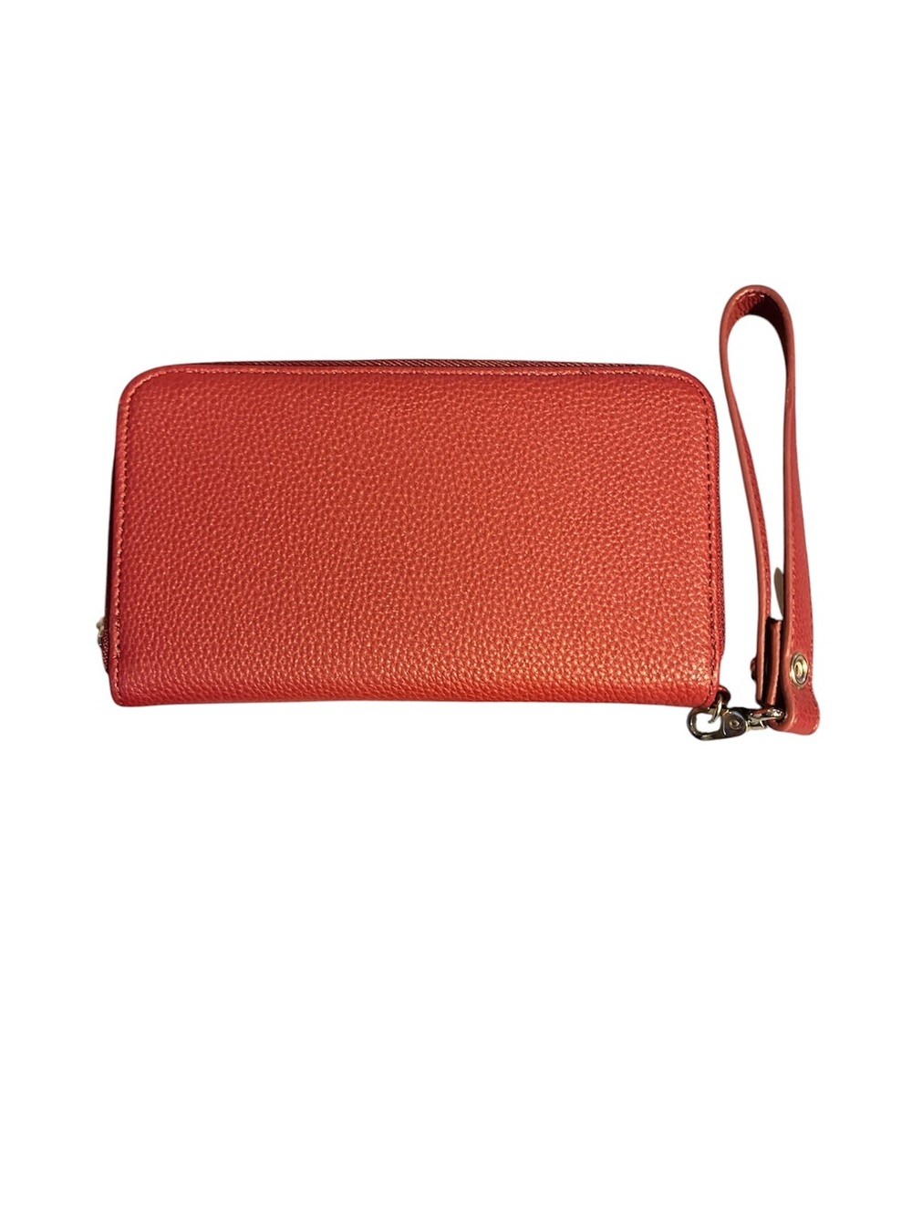 Compact Pebbled Faux Leather Wristlet Wallet in Coral Red NWOT